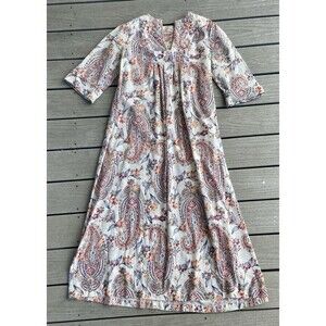 Vintage Paisley Floral Quilted Cotton Nightgown Sleepwear M Gauzy Cottagecore